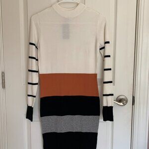 Lascana Women's Turtleneck Sweater Dress, Stripe/Colorblock, size 2 NWT